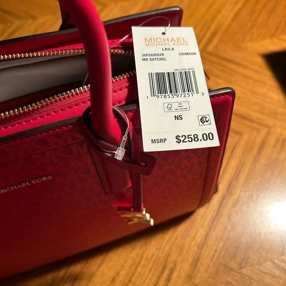 New Michael Kors Cherry Red Satchel - Picture 8 of 15